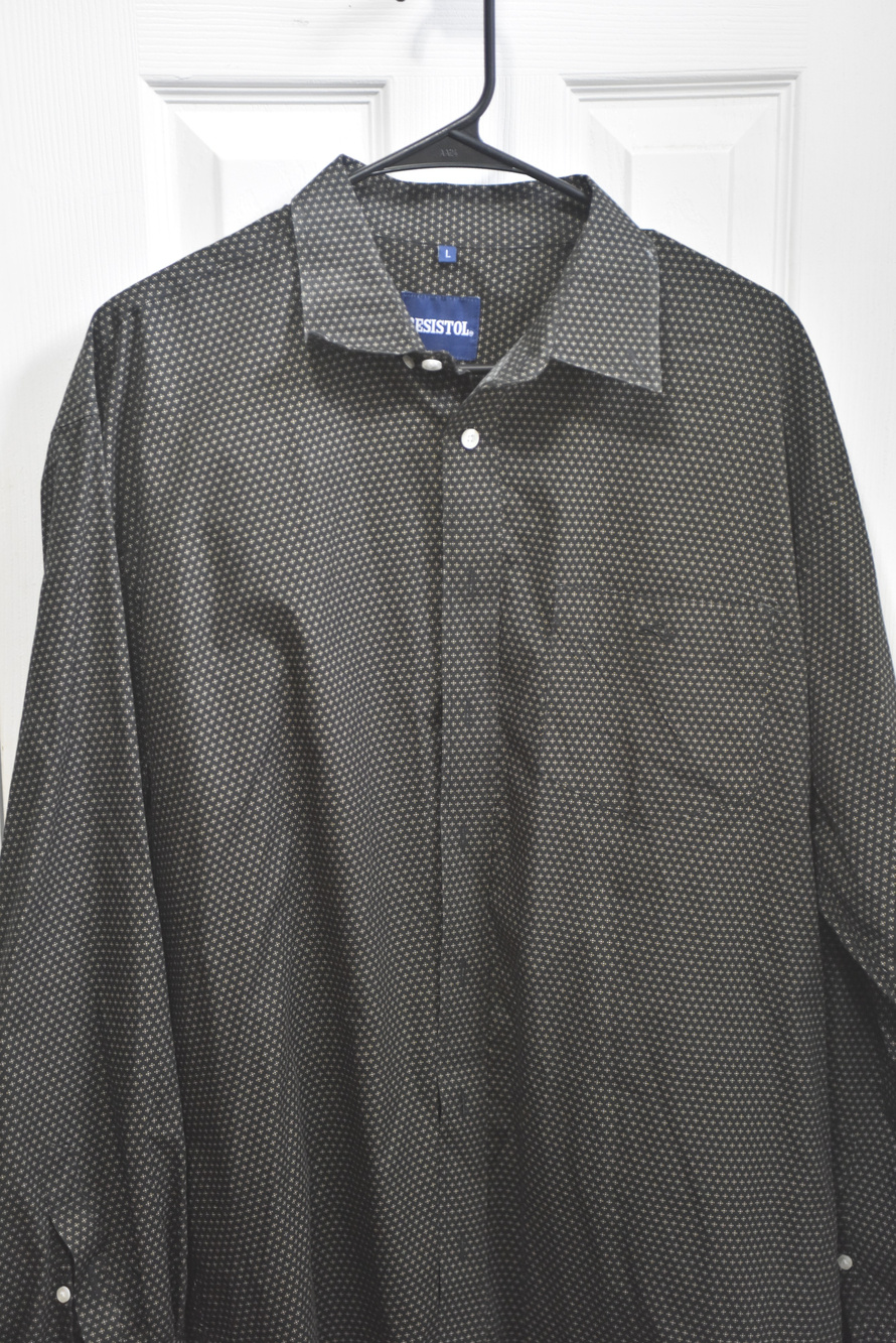 Resistol Dress Shirt Black Micro Print Button Up Size L LSC255